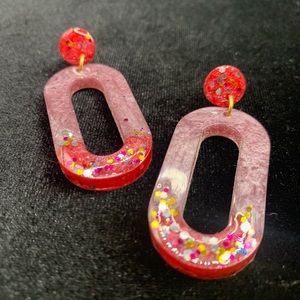 Resin Earrings. “Raspberry Sorbet”
